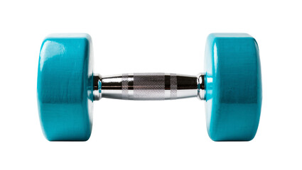 Obraz premium Isolated blue dumbbell for fitness and weight training, healthy lifestyle and strength workouts