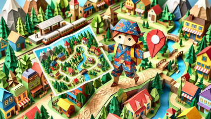 Naklejka premium Origami Location Pin