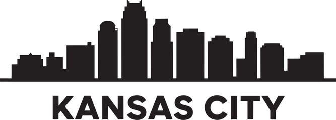 Obraz premium Kansas city skyline silhouette black flat vector icon for missouri urban landscape and architectural tourism design concepts