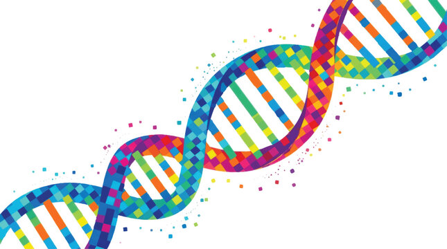 Vibrant Colorful DNA Double Helix Structure Vector Illustration on White Background for Science, Genetics, and Medical Concepts