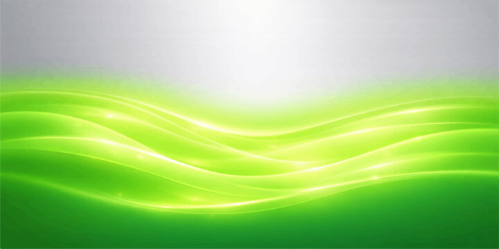 Dynamic abstract green background with flowing wave patterns and light curves creates a vector illustration of eco-inspired motion and energy for a modern nature-themed web wallpaper design