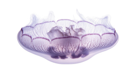 Isolated elegant purple jellyfish showcasing delicate bell and intricate internal structures © Fernando
