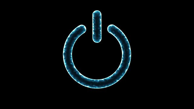 Glowing neon power button icon animation. Switch startup neon turns on off button animation. Neon power reset button sign animation.