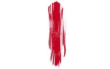 Bold vertical red paint stroke with textured brush marks on a clean white background, ideal for graphic design elements, artistic accents, and vibrant creative projects