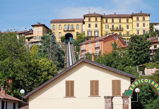 the funicular railway in Biella, Piedmont, Italy