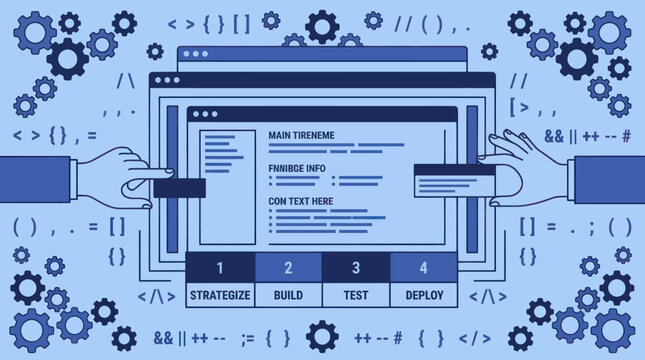 Hands interacting with a web development interface.