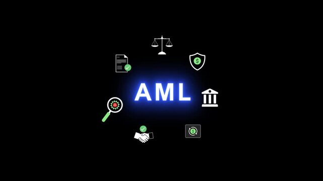 AML, Anti-Money Laundering Compliance and Financial Monitoring Concept. Businesswoman holding magnifying glass with AML icon, representing finance, regulations, and anti money laundering compliance.