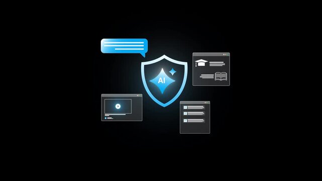 Ai online learning platform for digital education, student using tablet at home, intelligent elearning system with course assessment analytics certification and training for skill development