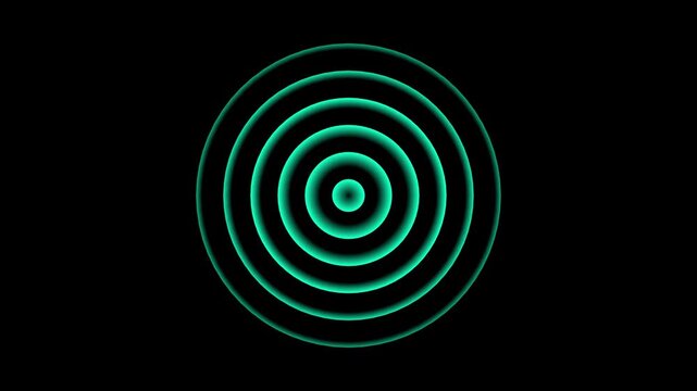 Black and white concentric circles pattern with gradient effect on black background for motion and visual effects