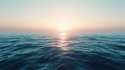 Fototapeta premium Soft Horizon Glow Over Calm Ocean Water At Sunset