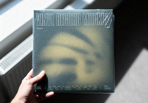 Vinyl Record Mockup with Plastic Wrap
