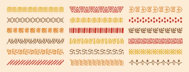 Fototapete Boho-Stil African tribal ethnic motive border doodle hand drawn style from geometrical shapes. boho scandinavian srtoke, traditional native decor.  © Yanka