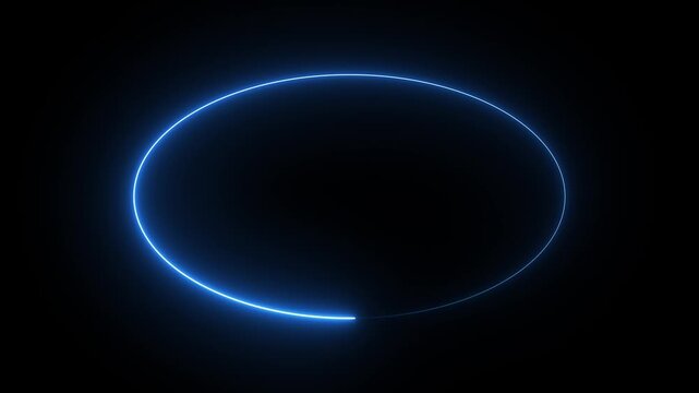 Oval shape elegant neon loop with soft blue luminous