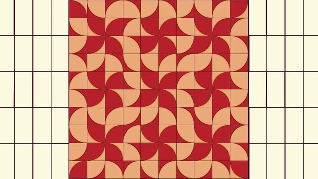 Abstract animation of a vector geometric mosaic. Seamless loop of colorful shimmering tiles for technological backgrounds, modern digital art, and creative motion graphics.