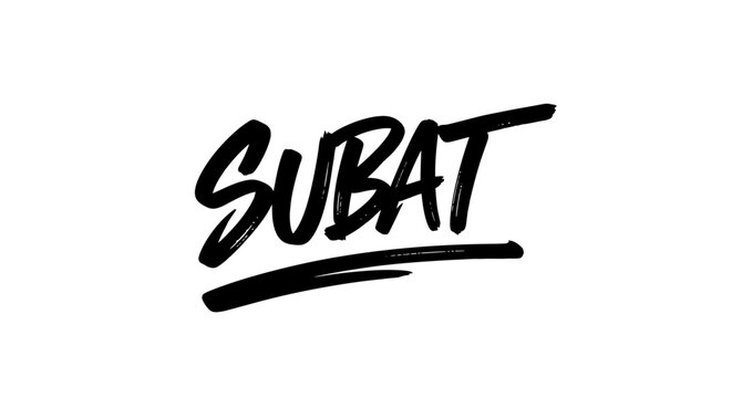 Subat Text Logo, Brush Stroke Style, Hand Drawn Typography, Modern Design