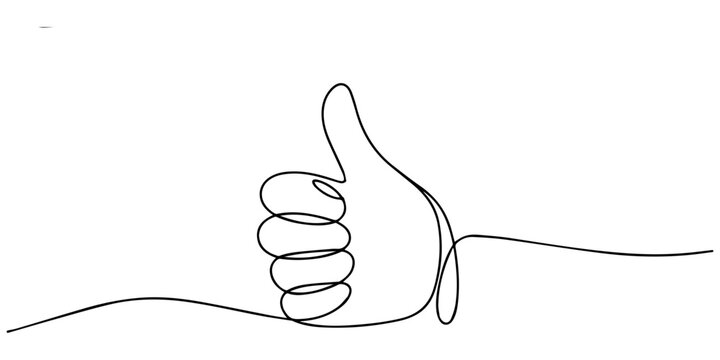 thumbs up continuous one line drawing, Thumbs up icon continuous single line drawing vector illustration, Satisfaction customer concept. one line Art icon drawing, Continuous line art illustration