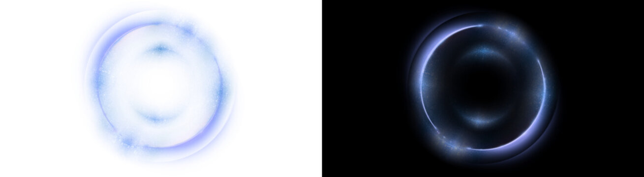 PNG image of&nbsp;Glowing blue light ring design with fine particle texture forms an abstract cosmic orb on transparent background