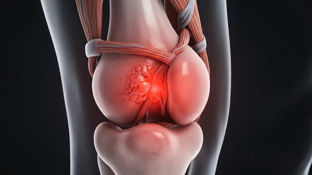 Medical 3D Illustration of Inflamed Right Knee 4k Video