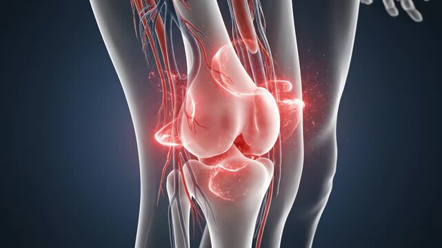 3D Animation of an Inflamed Right Knee 4k Video for Medical Use