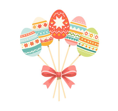 Easter Eggs on Sticks with Bow