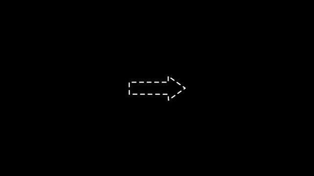 right arrow direction icon with dotted line animation, Dot right arrow animation, dotted line right arrow animation, 4k video