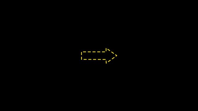 right arrow direction icon with dotted line animation, Dot right arrow animation, dotted line right arrow animation, 4k video