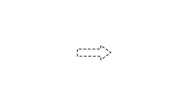 right arrow direction icon with dotted line animation, Dot right arrow animation, dotted line right arrow animation, 4k video