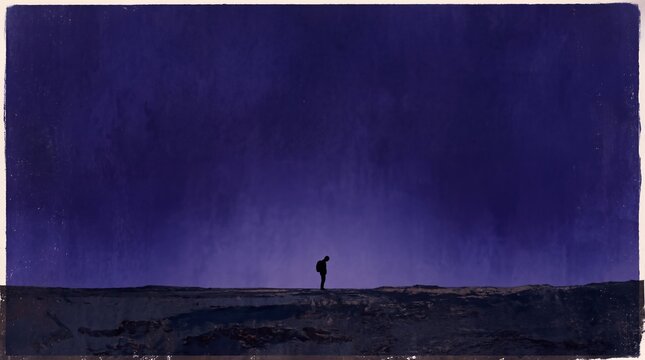 Abstract Grainy Flat Art Representing Existential Dread, Ontological Anxiety, and the Sense of Insignificance