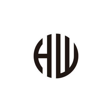 Letter HW circle, stripe geometric symbol simple logo vector