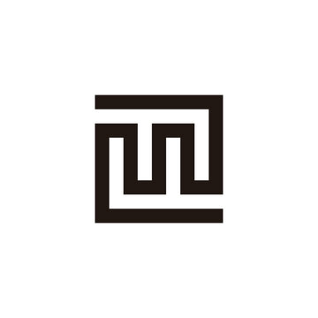 Letter m number 2 square geometric symbol simple logo vector