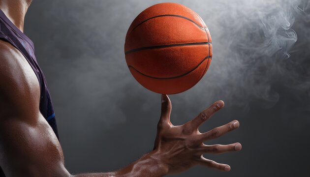 Basketball player performing an impressive spin move with the ball