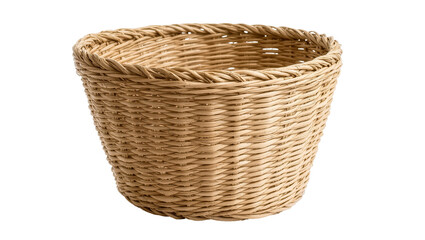 Obraz premium Isolated natural woven wicker storage basket with intricate texture for home decor