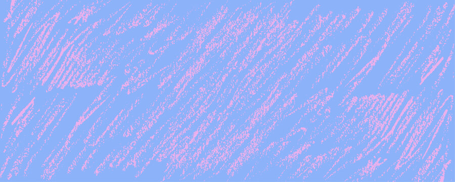 Seamless childish drawing pastel crayon texture. Abstract pink scribble pattern on blue background. Hand drawn wax crayon crosshatch vector texture.