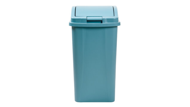Isolated modern plastic rectangular trash can with a hinged flip lid for waste disposal