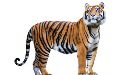 Obraz premium Isolated majestic powerful Bengal tiger full body portrait standing proud wild animal predator
