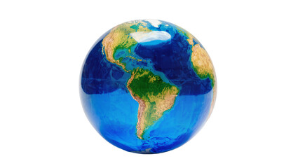Isolated detailed glossy world globe showing North and South America, geography education concept © Aline