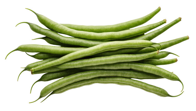 Isolated pile of fresh green beans, raw and ready for healthy cooking and eating