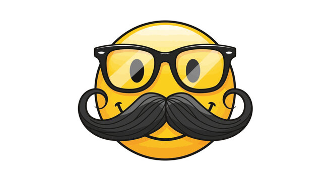 funny emoticon with glasses and mustache.