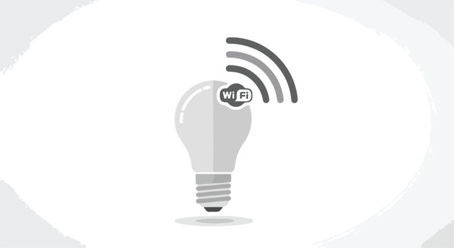 Smart light bulb with Wi-Fi signal icon vector illustration for wireless connection and Li-Fi technology concept