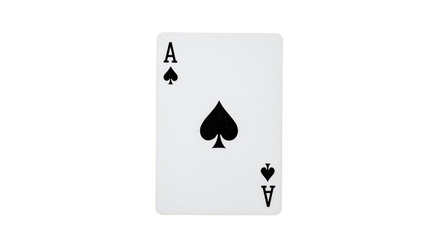 Isolated playing card, the Ace of Spades, a traditional symbol of luck and casino gaming