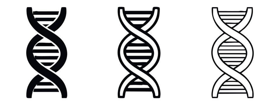 Genetic DNA Double Helix Structure Icon Set Vector
