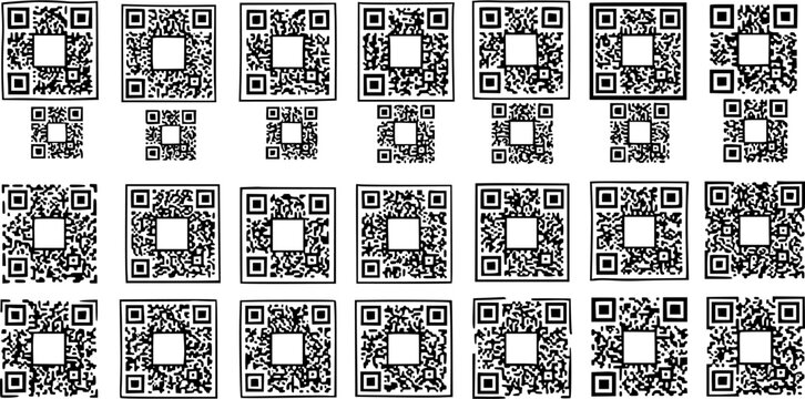 Technology Black and White Pattern of Multiple QR Codes and Data Matrix Barcodes for Digital Data Scanning and Information Access