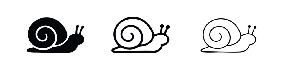 Classic Snail Icon Set with Swirling Shell Design in Black and White © liubomir118809