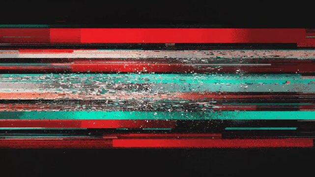Abstract glitch digital red teal horizontal dynamic line fragment motion cyberpunk neon distortion speed streak chaotic energy texture futuristic noise vaporwave graphic pattern modern tech background