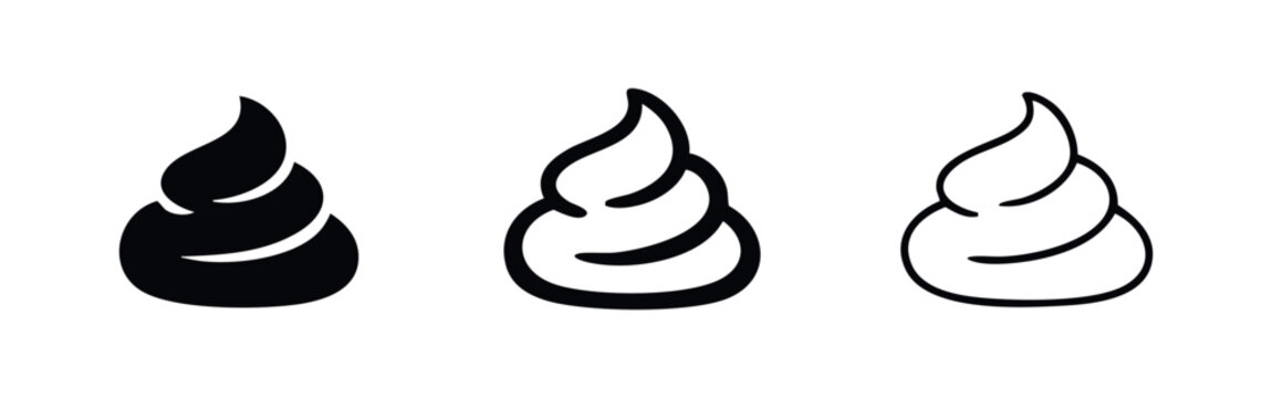 Funny Cartoon Swirl Poop Icon Set for Animals and Humor Content