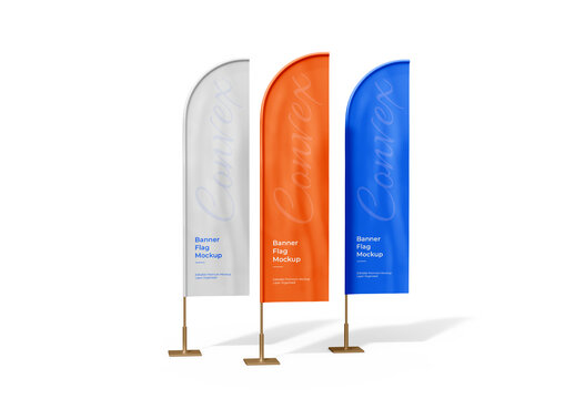 Convex Feather Flag Mockup Set for Outdoor Event