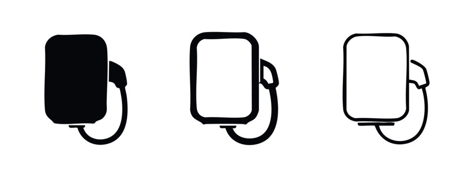 EV Charging Station Icon Set. Electric Car Charger Symbol. Sustainable Energy and Mobility Vector.