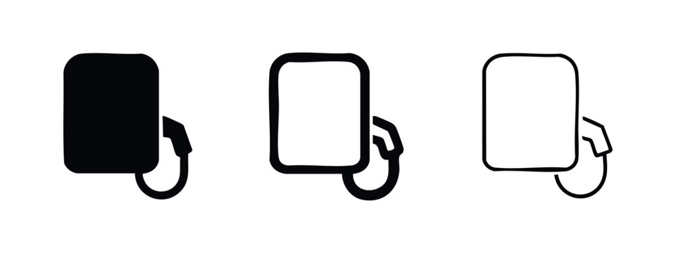 EV Charging Station Icon Set. Electric Car Charger Front Symbol. Sustainable Transport Infrastructure Vector.