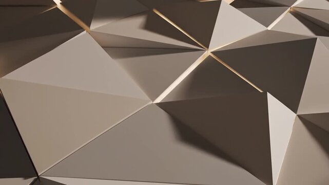 Brown geometric shapes with gold accents.