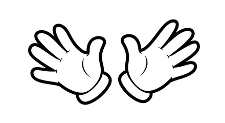 Obraz premium Two cartoon hands with open palms, isolated white background.